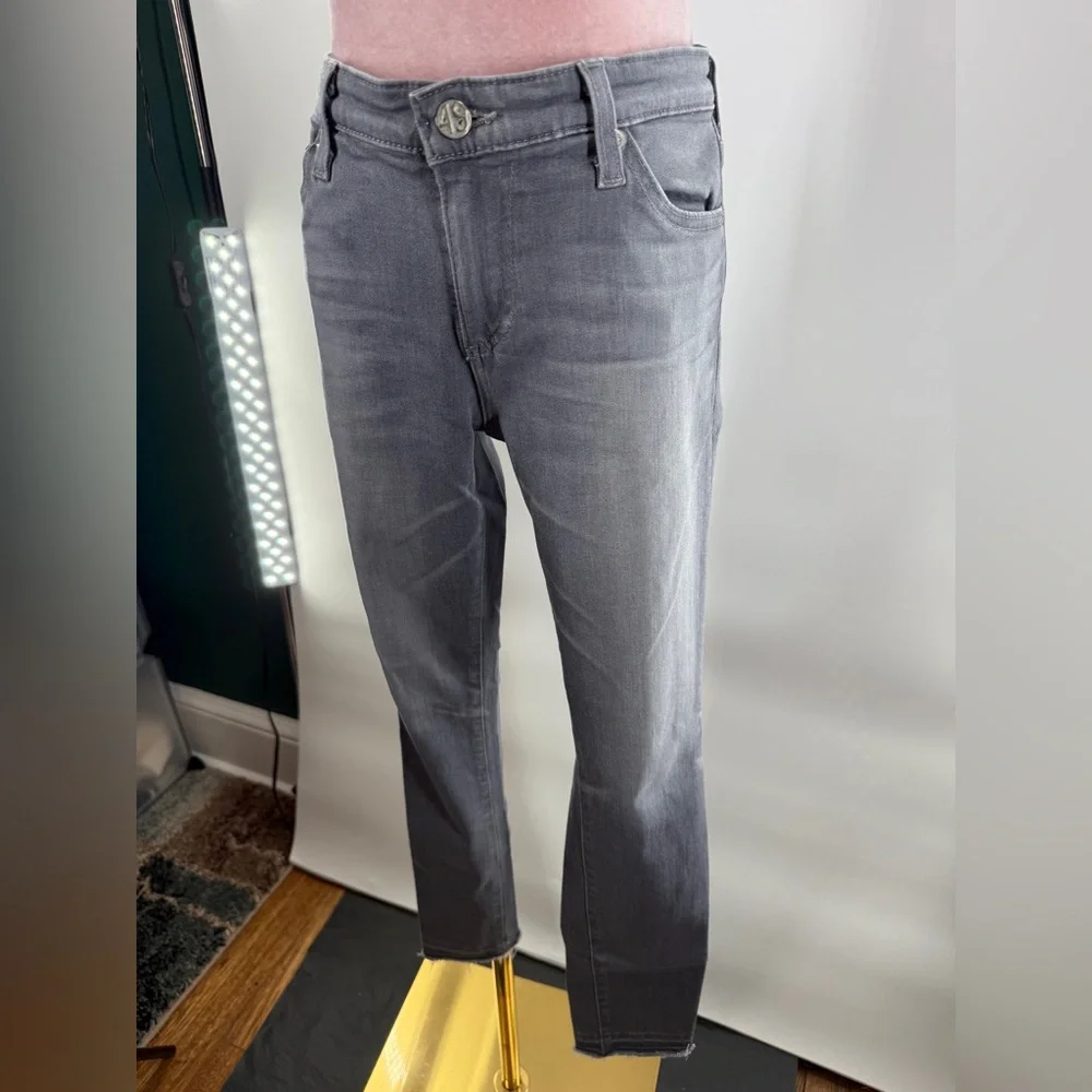 EUC AG Adriano Goldshmied Grey Skinny Raw Hem Jeans